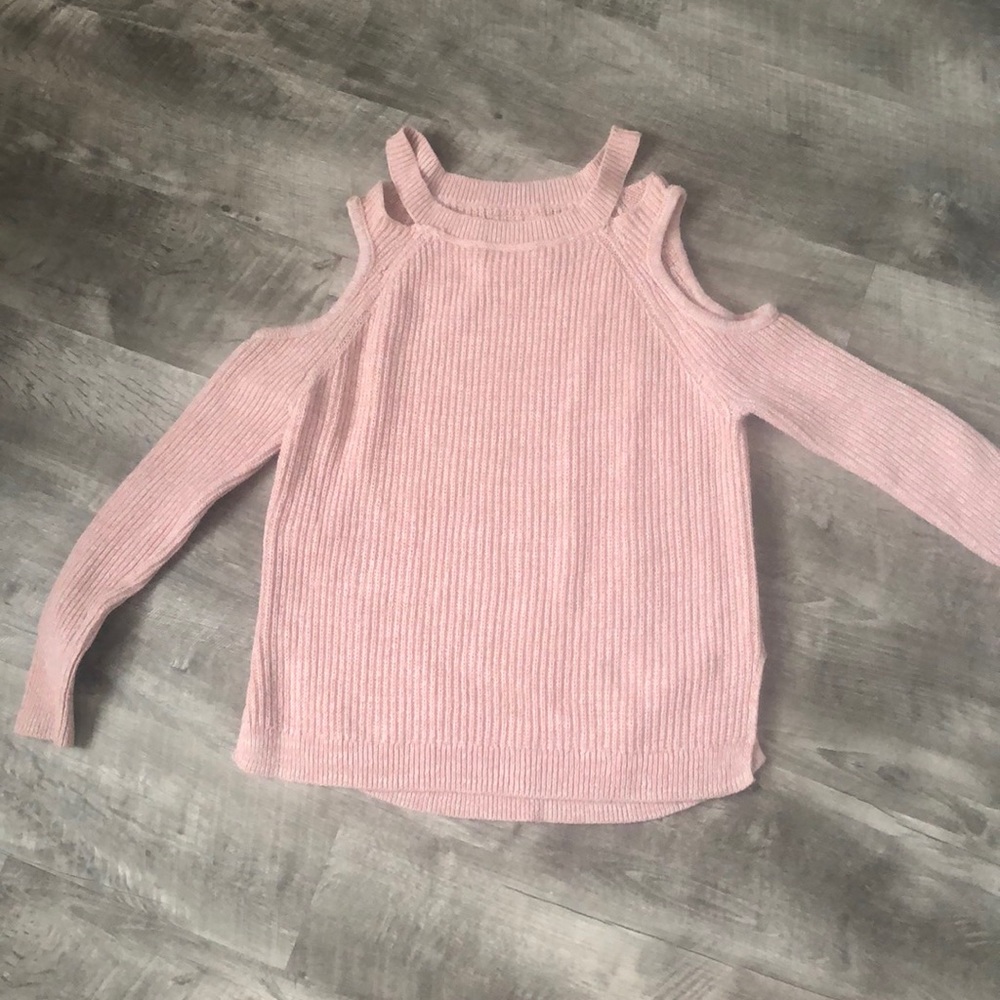 Pink cold shoulder sweater